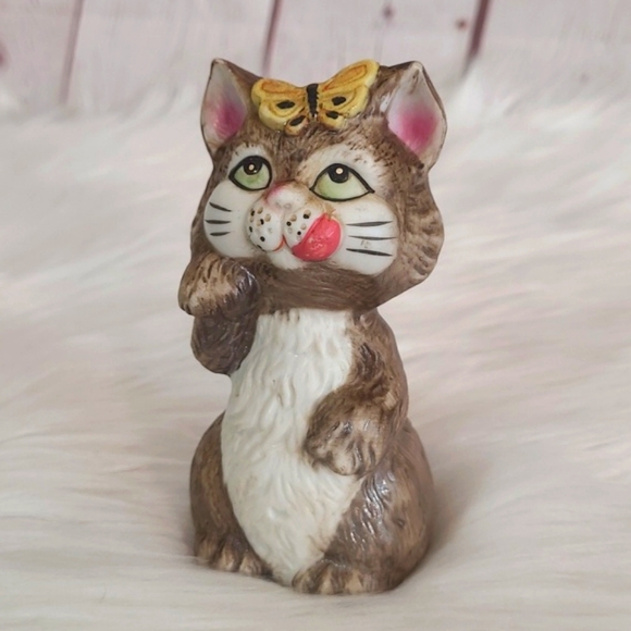 Vintage Other - Vintage 70s 4.25" Tall Jasco Critters Cat Kitten Porcelain Bell with Butterfly